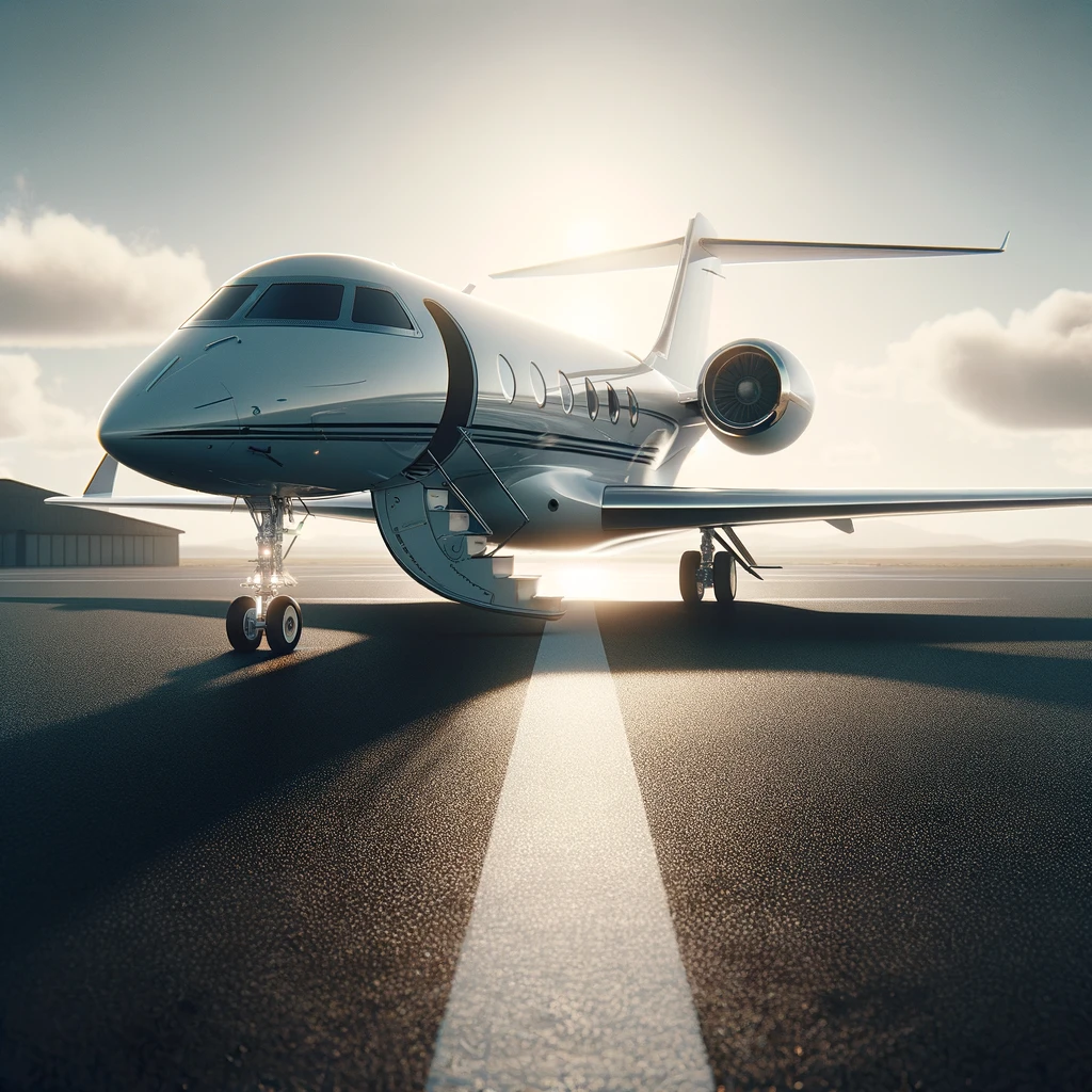 Sleek, modern private jet, conveying a sense of exclusivity and opulence, perfect for your post about the complexities and nuances of owning a private jet.